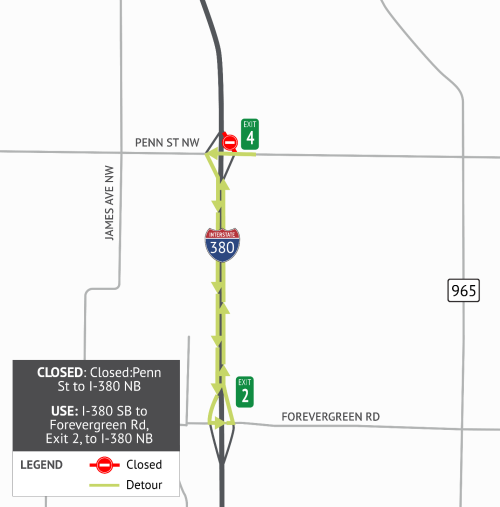 map of area affected by construction