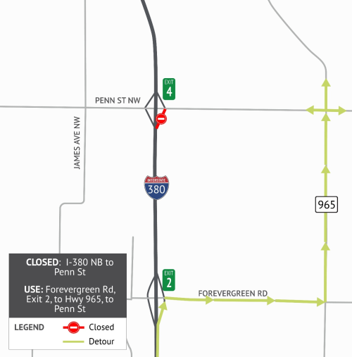 map of area affected by construction