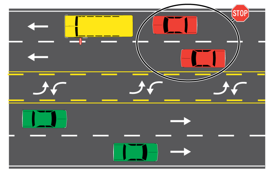 4 lane with center turn lane scenario