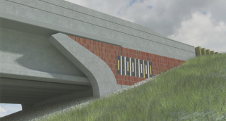 rendering of the code in brickwork in a bridge abutment