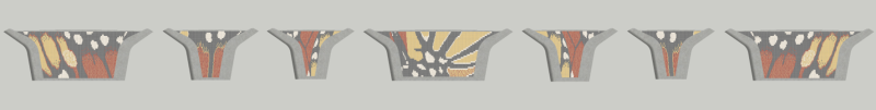 A rendering of all 7 bridge support butterfly wing patterns