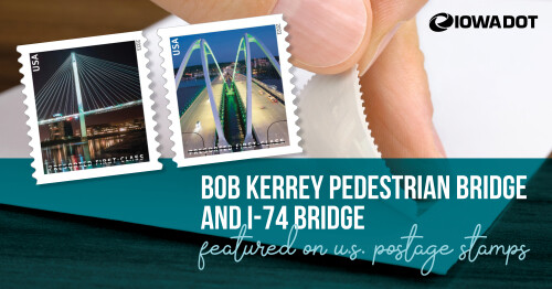 the two new stamps featuring Iowa bridges