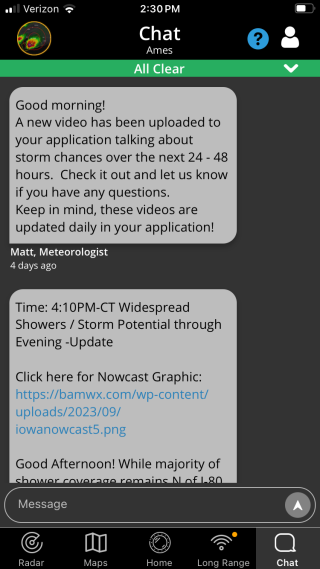 phone screen showing a chat notification
