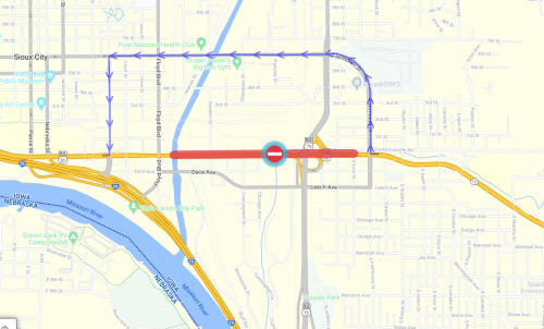 map of the Gordon Drive Detour