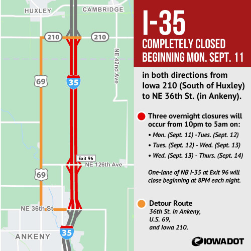 map of detour route