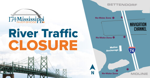 graphic with map of river closure