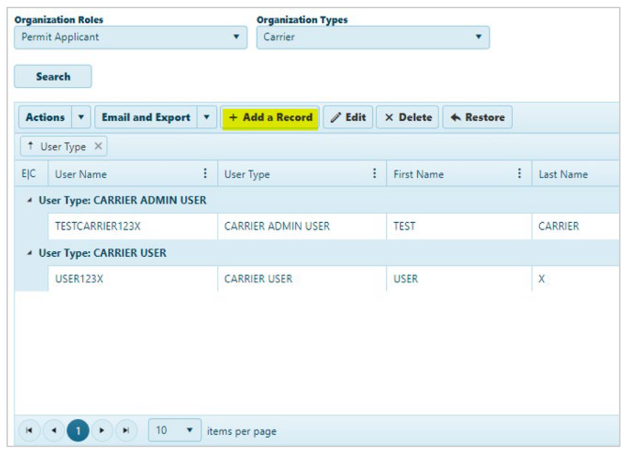 Add User Screen Shot