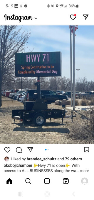 electronic sign on a wheeled trailer