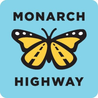 logo showing a butterfly with a highway design on the wings