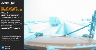 view from a snowplow dash camera through the Iowa 511 website