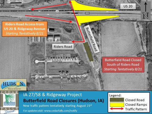 map of area affected by construction