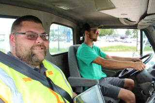 A truck driver being tested