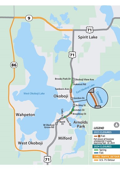 map of area affected by construction