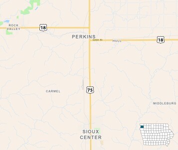 map showing area of US 75 in the study.