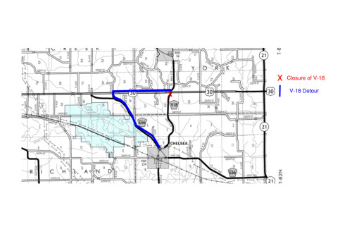 map of area affected by construction