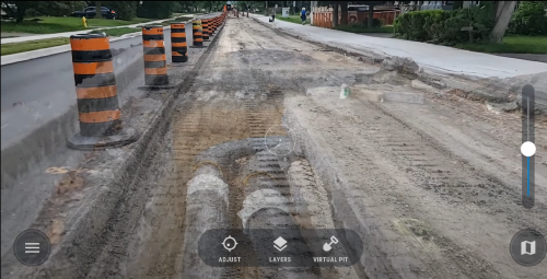 an augmented reality image that shows what is underneath a section of a road