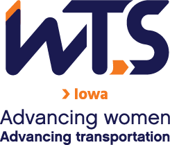 The Logo for WTS, with text that reads Advancing women, Advancing transportation.