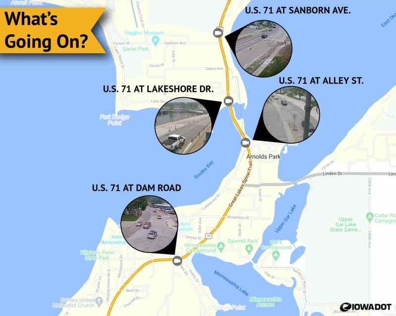 map showing locations of web cams for the repaving process