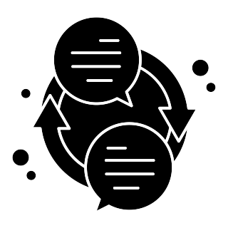 graphic showing speech bubbles with arrows connecting them