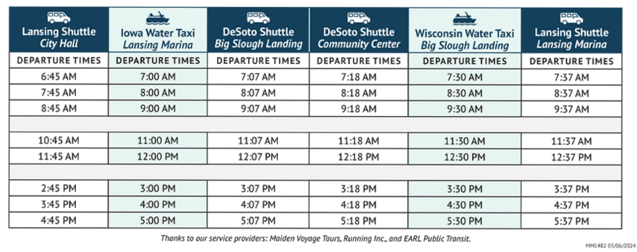 Lansing Bridge water taxi schedule