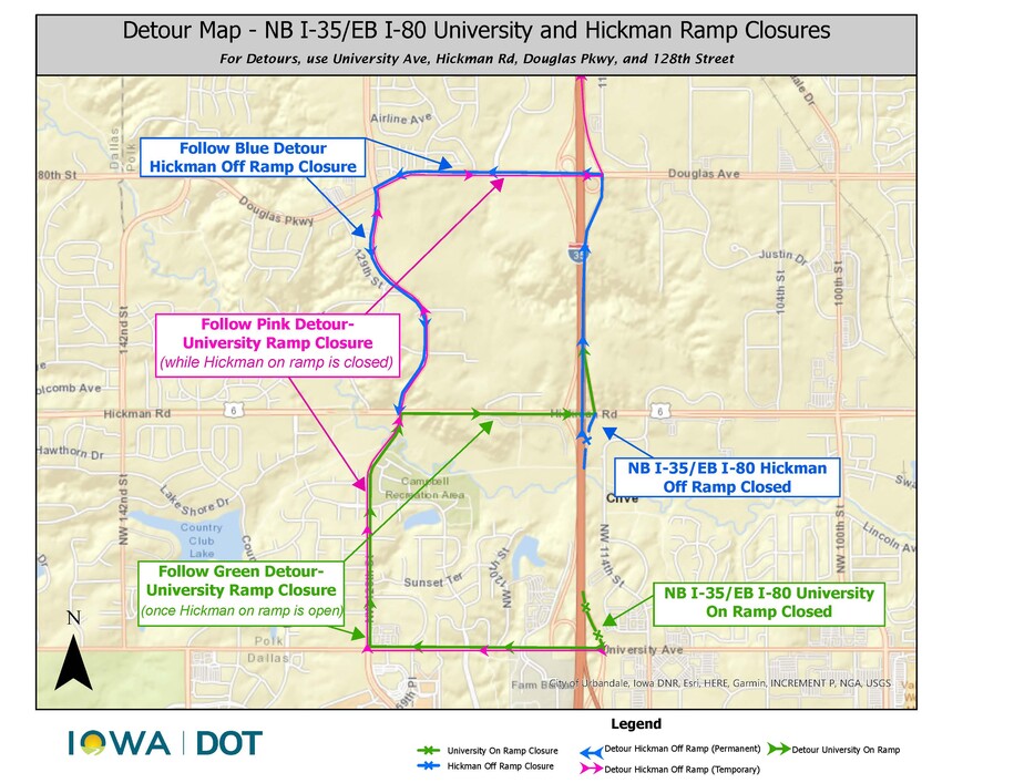 Hickman Closure Detour Map