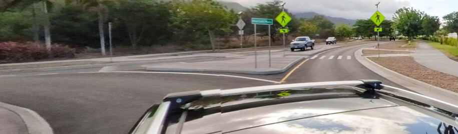 Sample pedestrian beacon in a roundabout