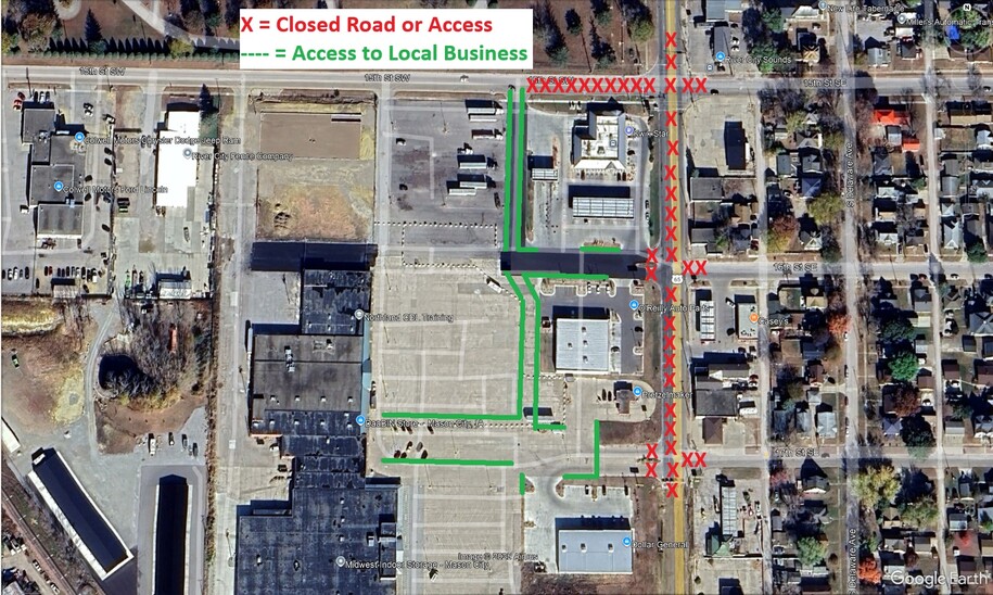 US 65 detour map for closure in Mason City