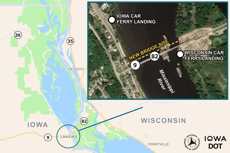 Map of area, project site, and planning car ferry landings