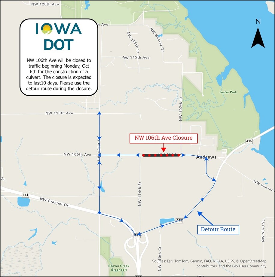 NW 106th Avenue detour map