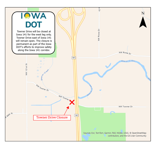 Towner Drive Closure Map