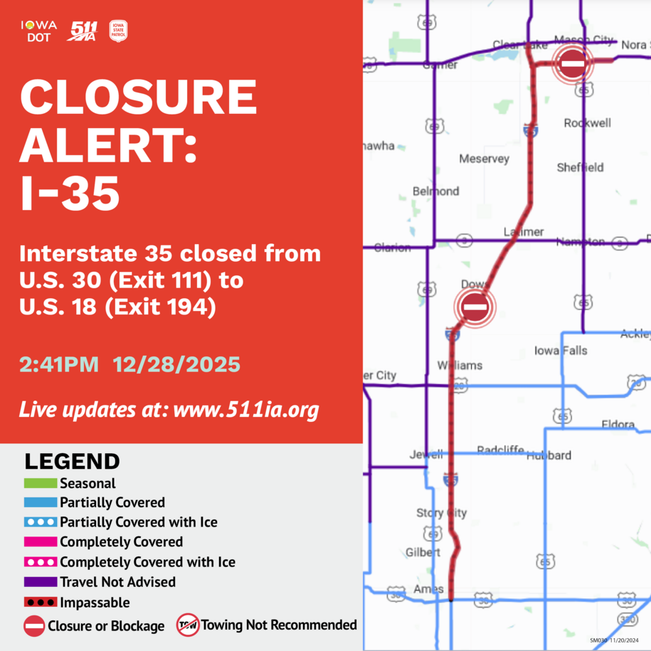 I-35 Closure Map