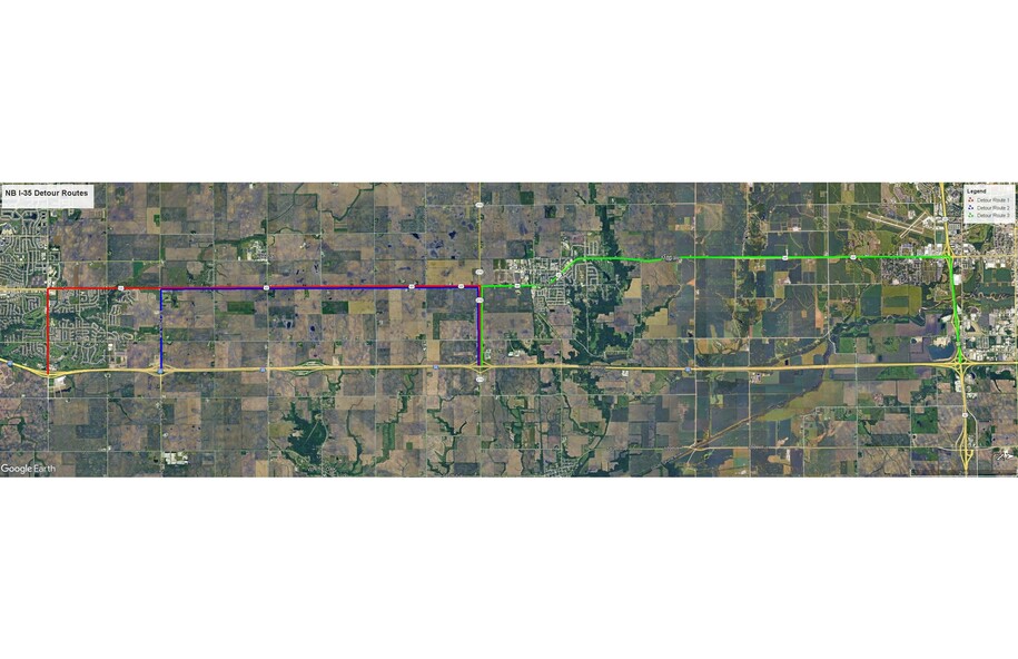 Northbound I-35 Detour Routes
