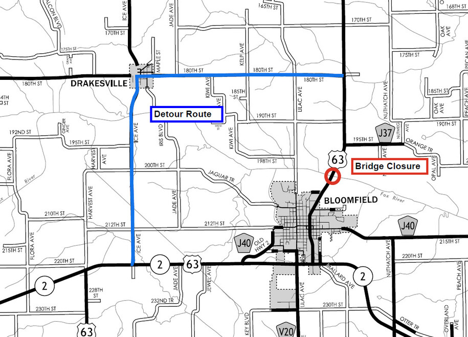 US 63 Davis Co Fox River Detour