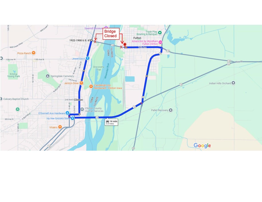 Iowa 136 Detour Route