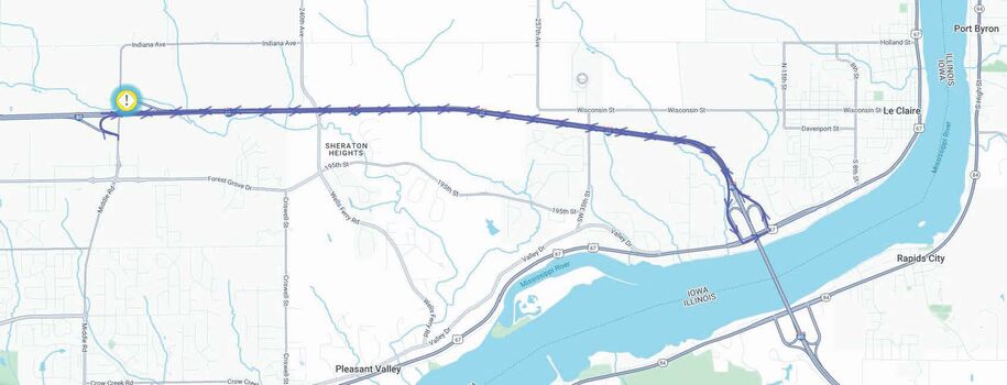 Middle Rd WB I80 on ramp Detour