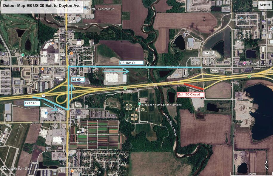 Dayton Avenue Exit Closure Map