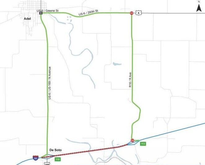 I-80 detour map