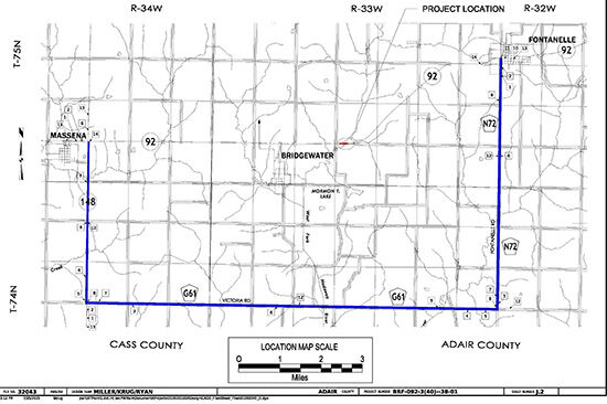 Iowa 92 Detour Map