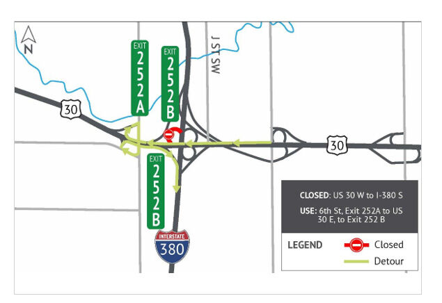 LONG TERM CLOSURE: U.S. 30 Westbound to I-380 Southbound Loop