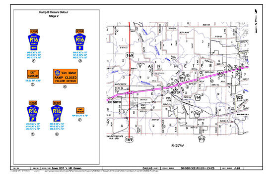 EB I80 Van Meter Ramp Detour Map