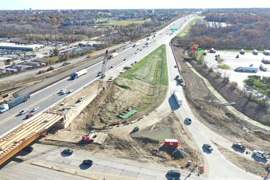 Aerial photo of Hickman Road interchange