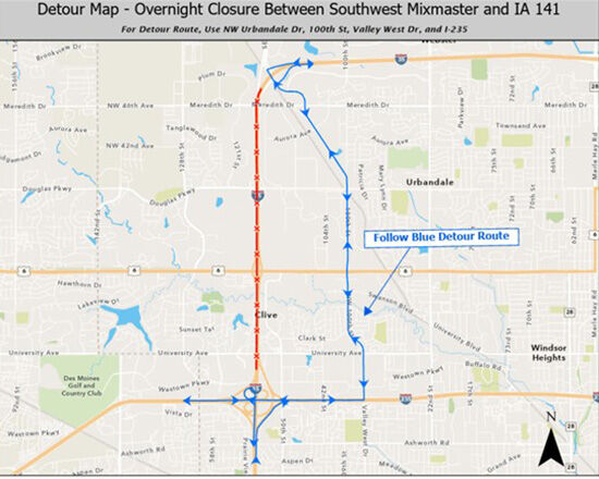 SWMM to Iowa 141 detour map