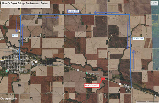 Iowa 175 Detour Map