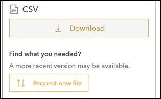 Screenshot of CSV download