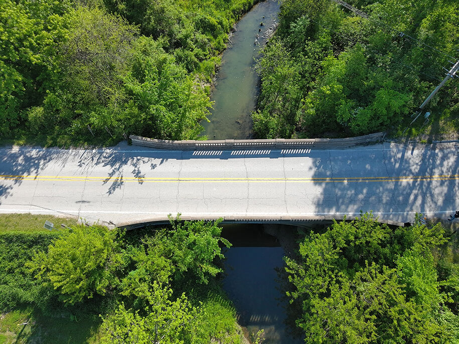 Drone view of Big Slough Creek Bridge 