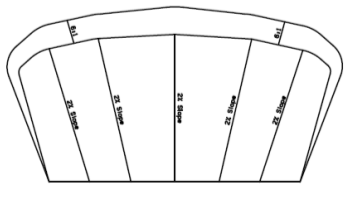 Plan view of drainable borrow layout with labeled slopes.