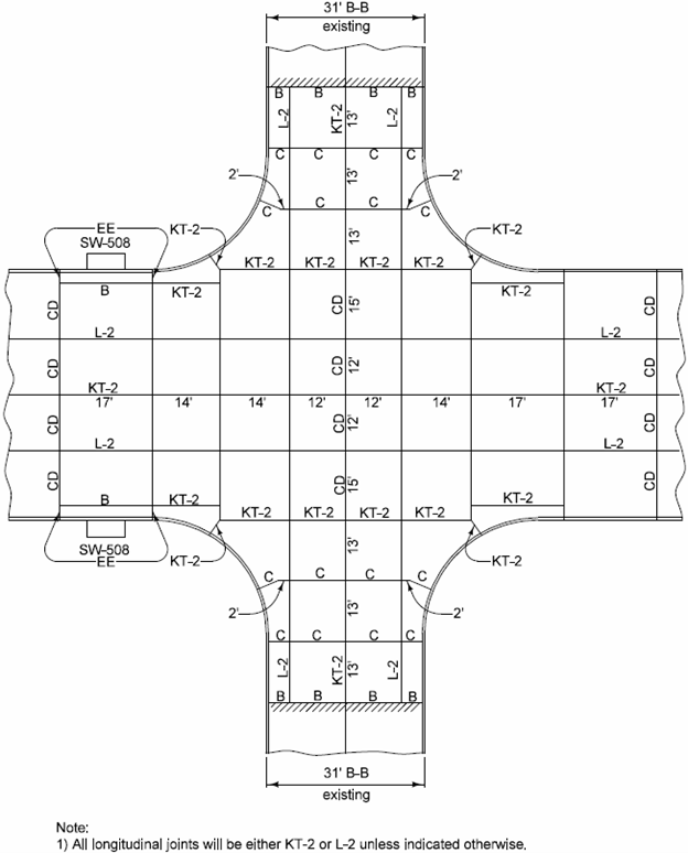 Final jointing layout showing labeled KT‑2, L‑2, CD, C, and B joints with key dimensions.