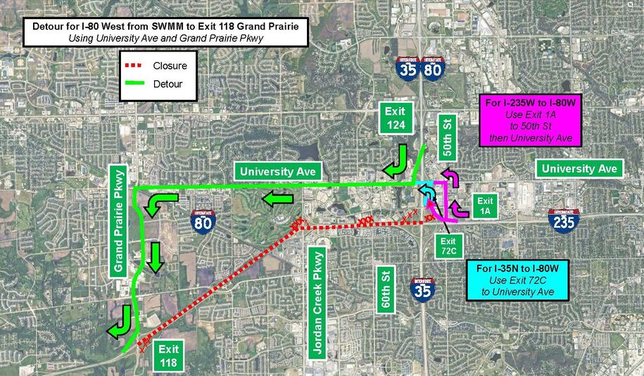 Detour Map I-80 West from SWMM to GPP