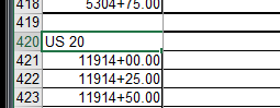 Roadway titles listed in order used to generate summary sheets