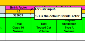 Example of a shrink‑factor cell with an explanatory comment showing 1.3 as the default value.